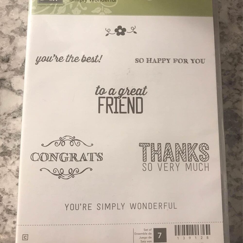 Stampin Up Set of 7 stamps as pictured Simply Wonderful collection